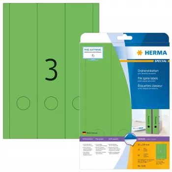 Arkistotarrat HERMA A4 61x297 mm vihreä paperi matta peittävä 60 kpl