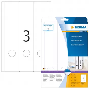 Arkistotarrat HERMA A4 61x297 mm valkoinen paperi matta peittävä 75 kpl