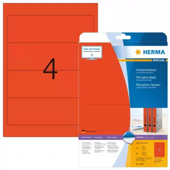 Arkistotarrat HERMA A4 192x61 mm punainen paperi matta peittävä 80 kpl