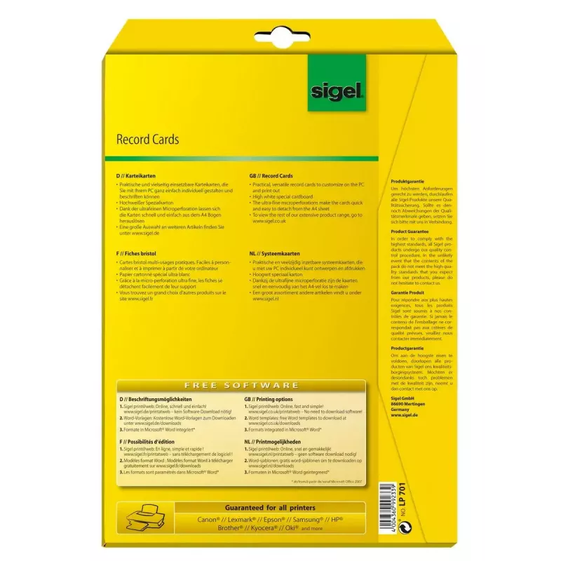 Ei-tarttuva tarra Sigel LP701 160 kpl valkoinen suorakaide