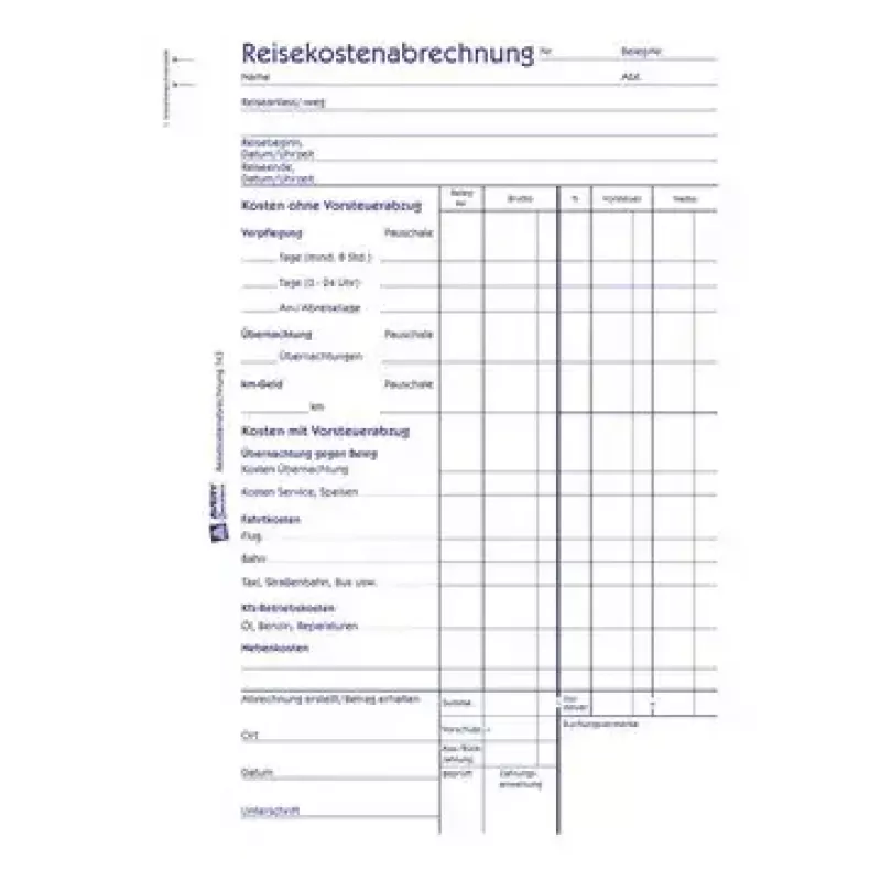 Avery Zweckform 743 Matkalaskulomakekirja, A5, 50 arkkia