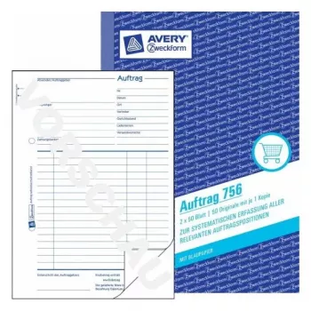Hallintokirja Avery 756 sininen valkoinen