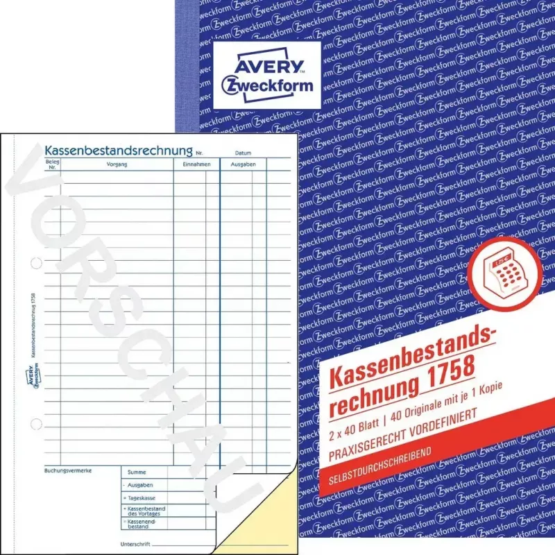 Kirjanpitolomakekirja A5 Avery 1758
