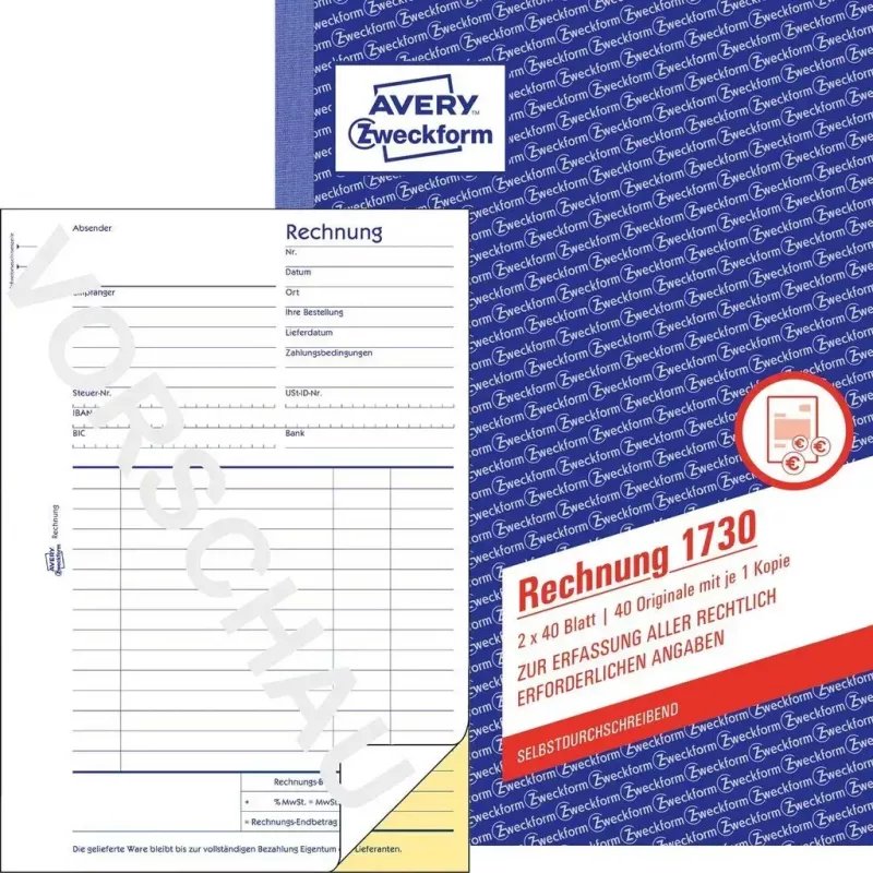 Kirjanpitolomakekirja AVERY 1730-5 A5 40 sivua