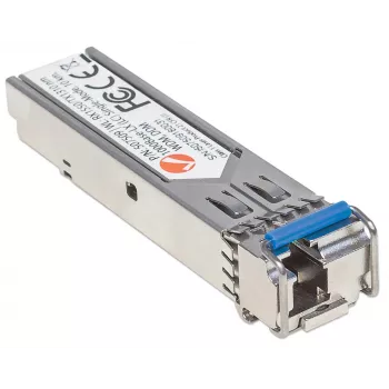 Intellinet lähetin-vastaanotinmoduuli optinen, Gigabit-kuitu WDM Bi-Directional SFP, 1000Base-Lx (LC) single-mode-portti, 10 km, aallonpituudet: vastaanotto (RX) 1550 nm ja lähetys (TX) 1310 nm, WDM (Rx1550/Tx1310), MSA-yhteensopiva, vastaa Cisco GLC-BX-U, Ethernet, kuitu