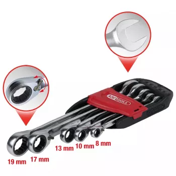 KS Tools GEARplus 503.4605 vaihdettava räikkä-yhdistelmäavainsarja, 5 kpl, 8-19 mm