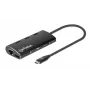 Manhattan USB-C telakka/keskitin kortinlukijalla, liitännät (x6): Ethernet, HDMI, USB-A (x3) ja USB-C, Power Delivery (100 W) USB-C-liitäntään (huom: erillinen USB-C verkkolaite ja USB-C kaapeli tarvitaan), yleispätevä kaikille laitteille, alumiini, vastaa DKT30CSDHPD3