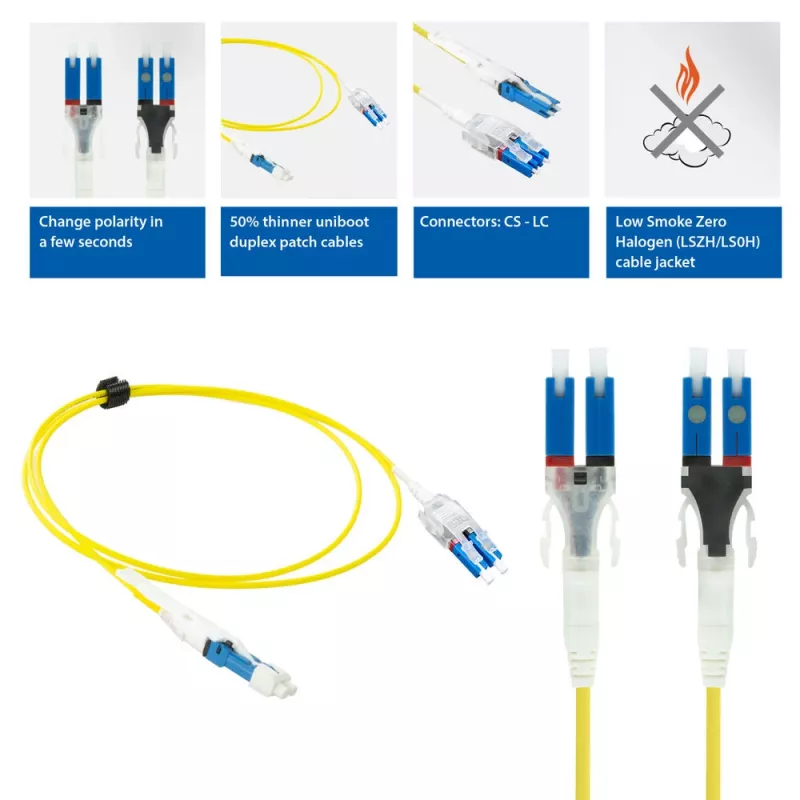 ACT 7 metrin Singlemode 9/125 OS2 Polarity Twist Uniboot Duplex kuitu-patch-kaapeli CS - LC