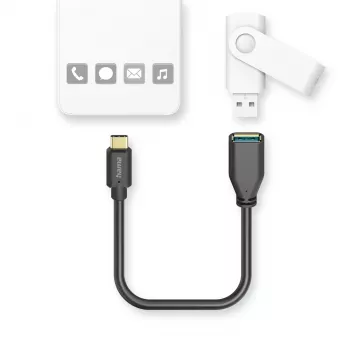 Hama 00125105 USB-kaapeli USB 3.2 Gen 1 (3.1 Gen 1) 0,15 m USB A USB C musta