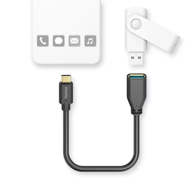 Hama 00125105 USB-kaapeli USB 3.2 Gen 1 (3.1 Gen 1) 0,15 m USB A USB C musta