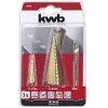 kwb 525890 Porrasporasarja jyrsinporalla, 3 kpl, 4-12 mm / 4-30 mm / 6 mm, HSS TiN