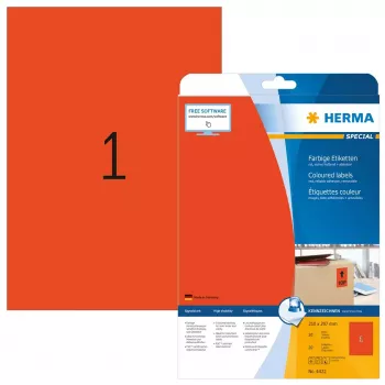 Itseliimautuva tulostintarra HERMA värilliset tarrat A4 210x297 mm punainen paperi matta 20 kpl