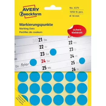 Itseliimautuva tarra ympyrä Avery 3375 sininen 1056 kpl