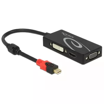 Delock 62855 Mini DisplayPort 1.2 - VGA / HDMI / DVI -sovitin, 4K, passiivinen, musta