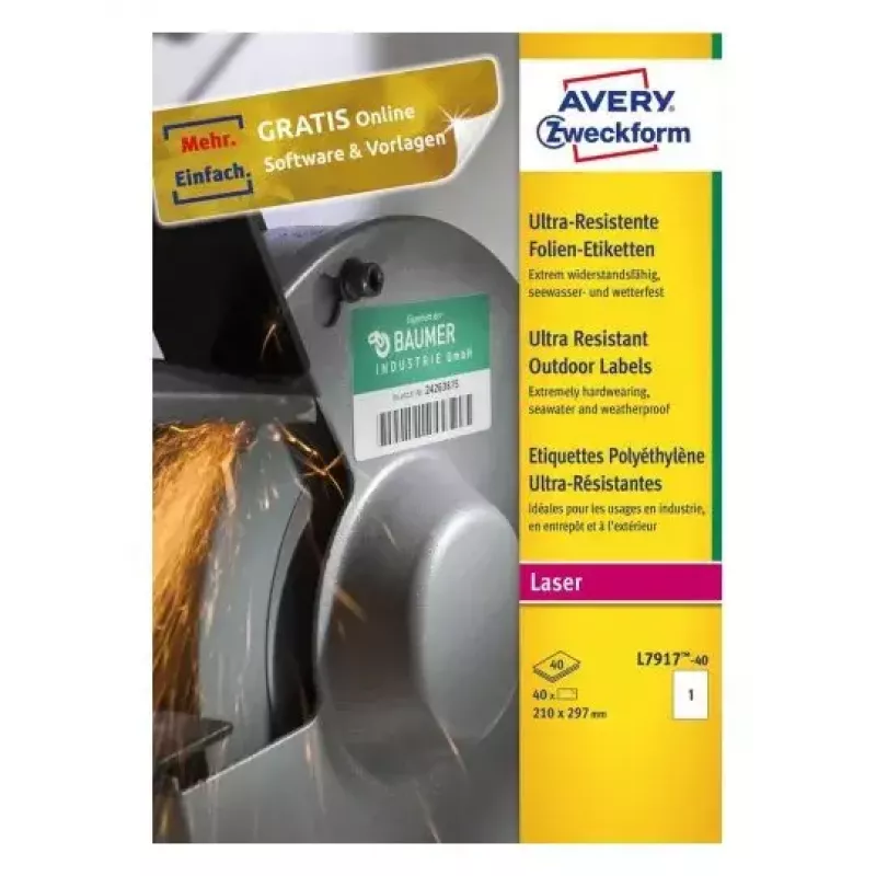 Itseliimautuva tulostintarra Avery L7917-40