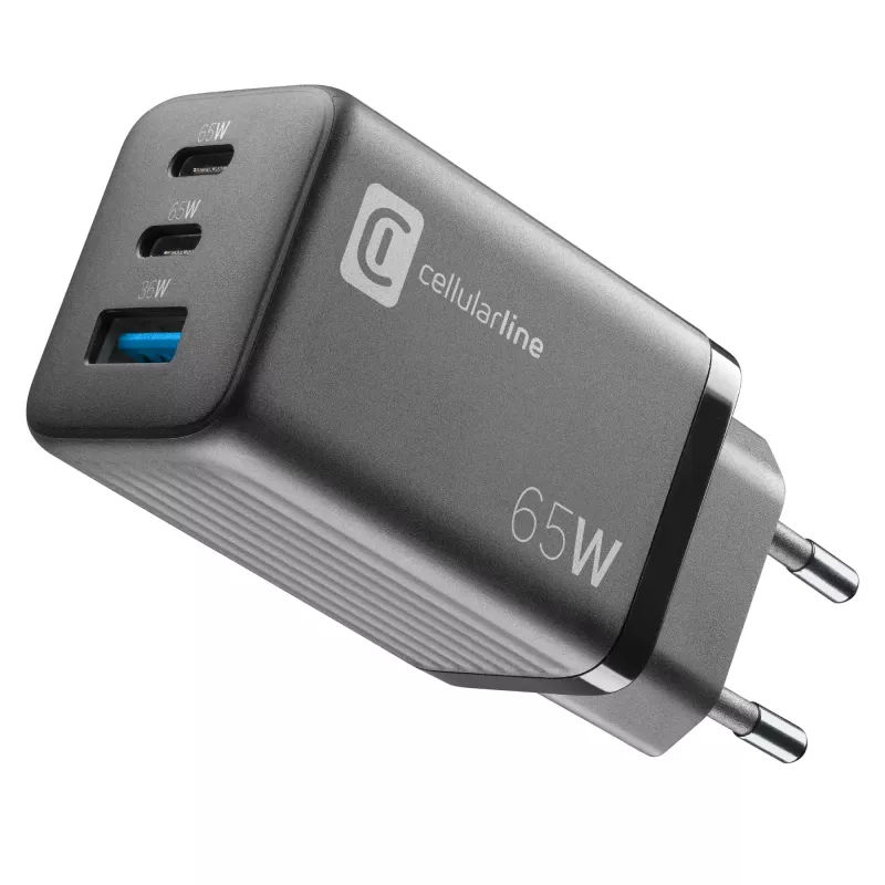 Cellularline Multipower Micro 65W ultrakompakti 65W-pikalaturi 3 liitännällä