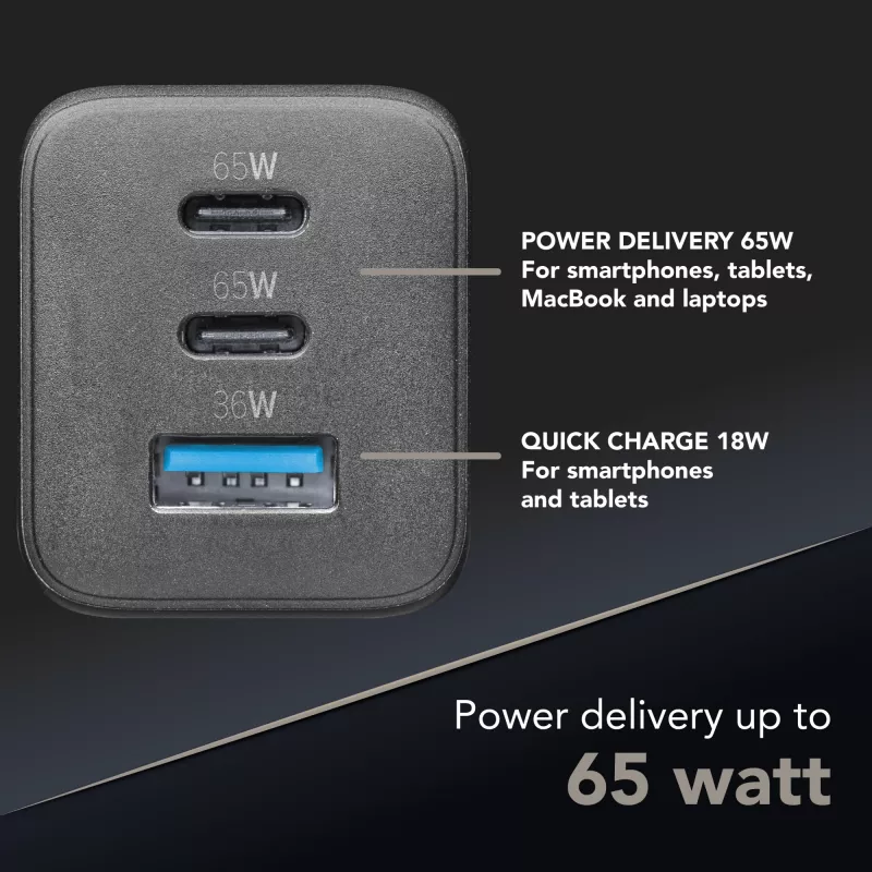 Cellularline Multipower Micro 65W ultrakompakti 65W-pikalaturi 3 liitännällä