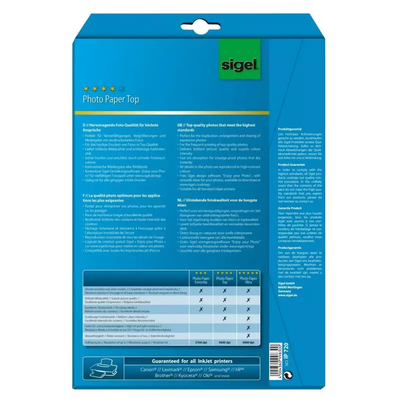 Valokuvapaperi kiiltävä Sigel InkJet Top A4