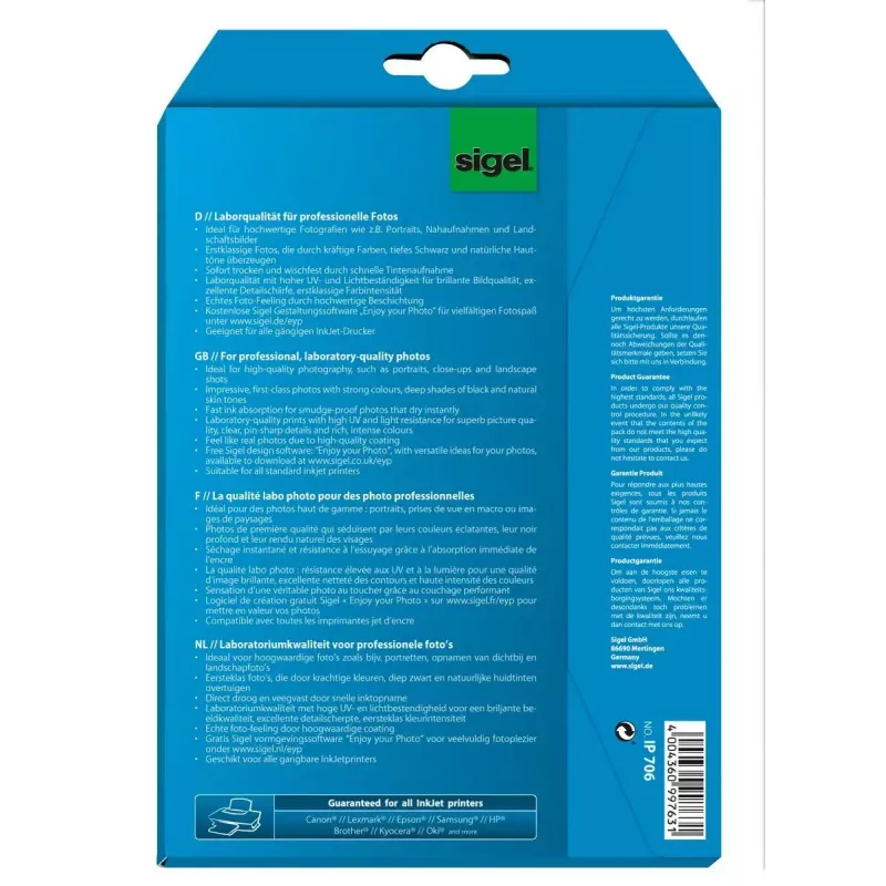 Kiiltävä valokuvapaperi Sigel InkJet Ultra IP706
