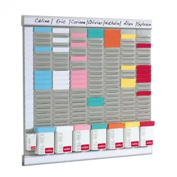 Nobo T-Card Office Planner Kit 24 paikkaa, valkoinen, 480 mm, 480 mm, 1,97 kg, 497 mm, 37 mm
