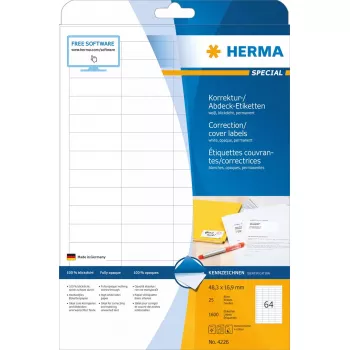 Korjaus-/peitetarrat HERMA A4 48,3x16,9 mm 1600 kpl