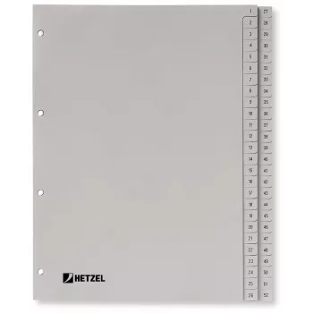 Rexel PP-rekisteri, harmaa, numeerinen, harmaa, A4, 225 mm, 300 mm, 7 mm, 1 kpl