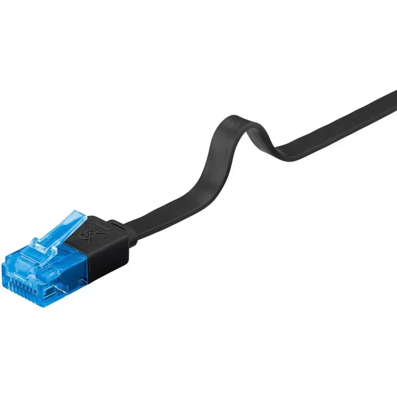 Litteä verkkokaapeli Goobay CAT 6A U/UTP musta 7 m