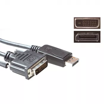 ACT muunnoskaapeli DisplayPort-uros - DVI-uros 3,00 m
