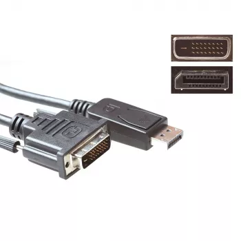 ACT muunnoskaapeli DisplayPort-uros - DVI-uros 5,00 m