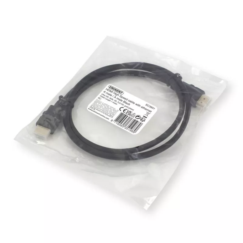 Ewent EC3901 HDMI-kaapeli 1 m HDMI Type-A (Standard) musta