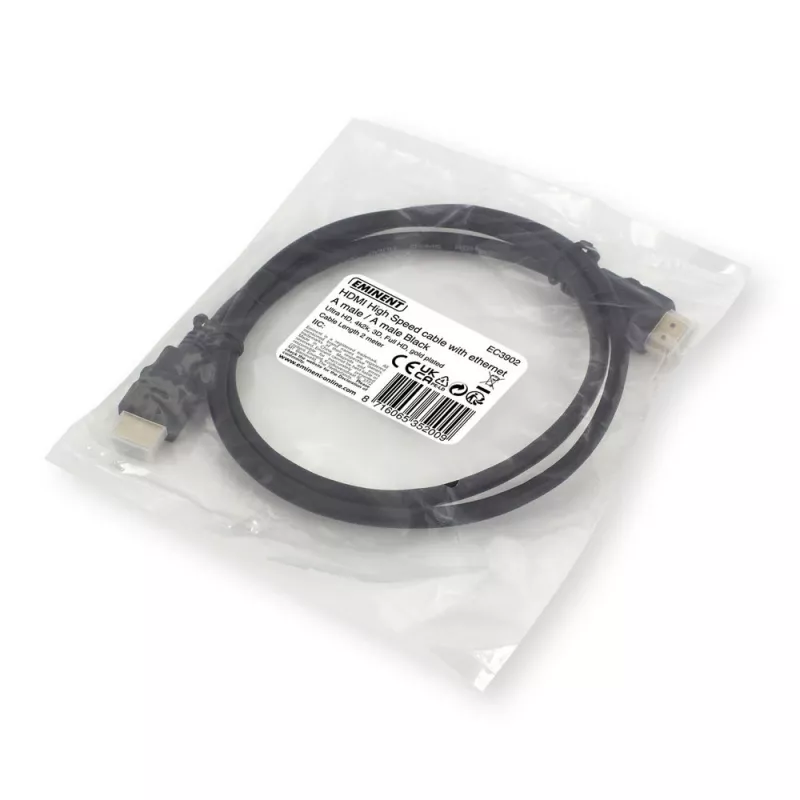 Ewent EC3902 HDMI-kaapeli 2 m HDMI Type-A (Standard) musta