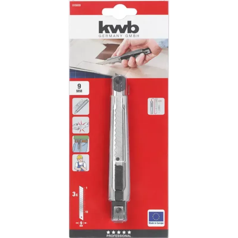 leikkuuveitsi KWB 015609 katkaistavateräinen veitsi 145 mm pituus 9 mm leveys