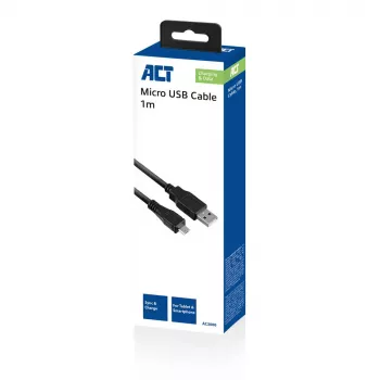 ACT USB 2.0 -lataus- ja datakaapeli A-uros – Micro-B-uros, 1 metri