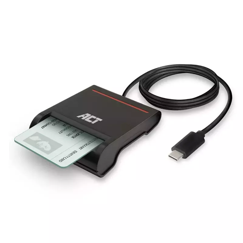 ACT ulkoinen USB-C-älykortin eID-kortinlukija, musta