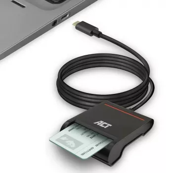 ACT ulkoinen USB-C-älykortin eID-kortinlukija, musta
