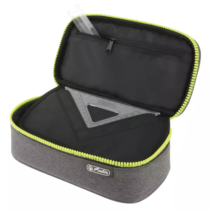 Herlitz beatBox ABC -penaalilaatikko polyesteri harmaa keltainen 225x120x70mm