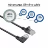 ACT musta 2 metrin U/UTP CAT6A LSZH Slimline -patchkaapeli RJ45-liittimillä, 90° kulma oikealle suoraan
