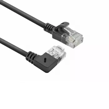 ACT 0,25 metrin U/UTP CAT6A LSZH Slimline -verkkokaapeli RJ45-liittimillä 90° kulma oikealle - suora