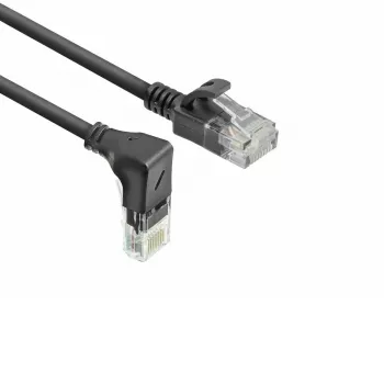 ACT musta 0,15 metrin U/UTP CAT6A LSZH Slimline -verkkokaapeli RJ45-liittimillä 90° kulma alas - suora