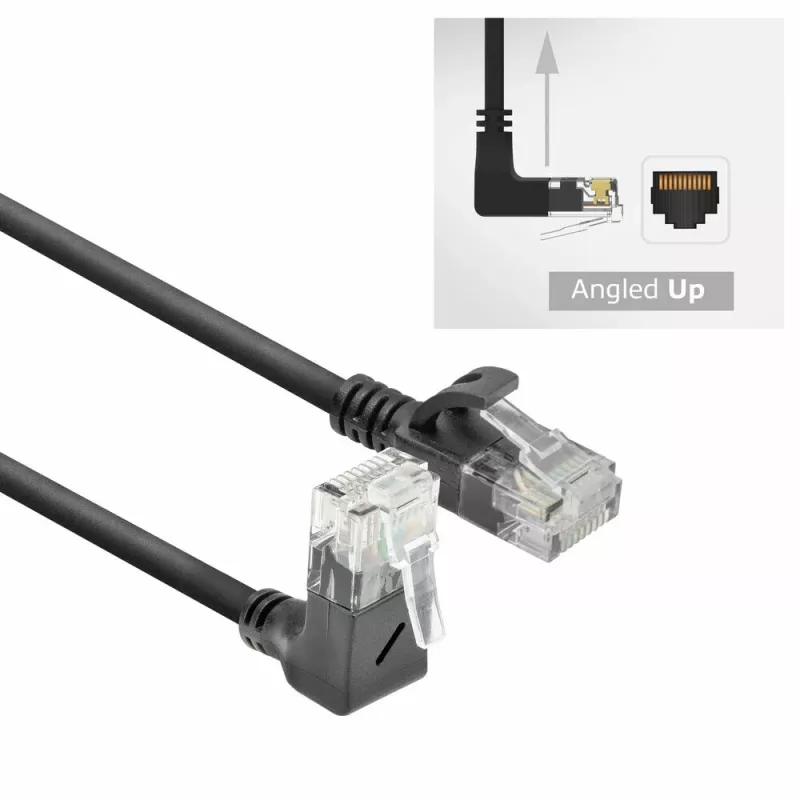 ACT musta 0,25 metrin U/UTP CAT6A LSZH Slimline -verkkokaapeli DC4952