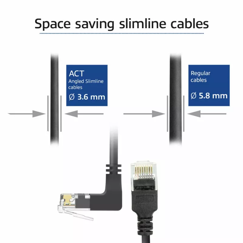 ACT musta 0,25 metrin U/UTP CAT6A LSZH Slimline -verkkokaapeli DC4952