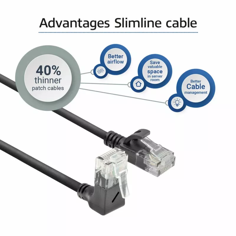 ACT musta 0,25 metrin U/UTP CAT6A LSZH Slimline -verkkokaapeli DC4952