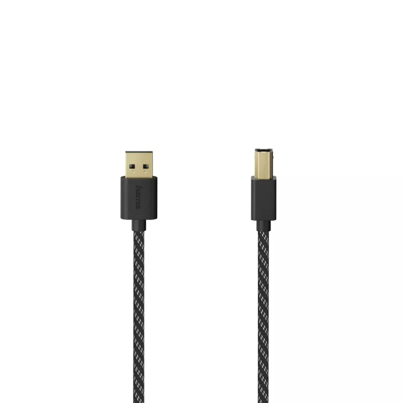 Hama 00201001 USB-kaapeli USB 2.0 1,5 m USB A USB B musta, hopea
