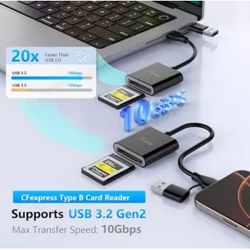 Kortinlukija Equip 245461 USB 3.2 Gen 2 Type-C musta CFexpress 2.0