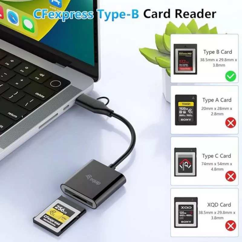Kortinlukija Equip 245461 USB 3.2 Gen 2 Type-C musta CFexpress 2.0