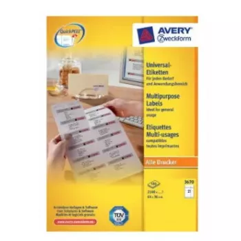 Tulostintarrat Avery 3670 valkoinen