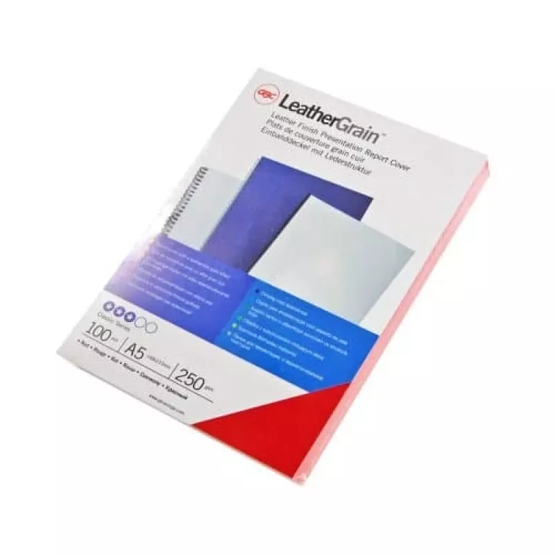 GBC LeatherGrain sidontakansit A5, 250 g/m², valkoinen, 50 kpl (4400015)
