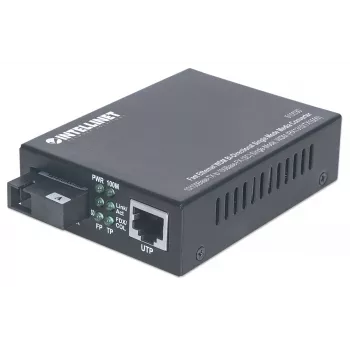 Intellinet Fast Ethernet WDM kaksisuuntainen yksimuotomediamuunnin, 10/100Base-TX – 100Base-FX (SC) yksimuoto, 20 km, WDM (Rx1310/Tx1550)