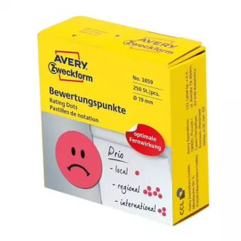 Avery 3859 itseliimautuva tarra pyöreä pysyvä punainen 250 kpl