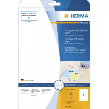 Itseliimautuva tarra HERMA A4 suorakaide pysyvä läpinäkyvä